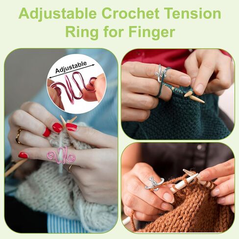 NANXITU 4Pcs Crochet Ring + 120Pcs Stitch Markers Adjustable Crochet Tension Rings for Finger Handmade Open Yarn Guide Crocheting Rings Knitting Accessories with Box,The Ideal Aid to Crochet Supplies in Saudi Arabia