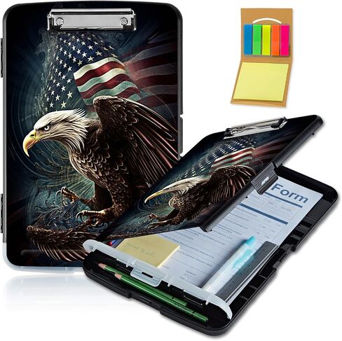 Clipboard with Storage,Pen Holder,Heavy Duty Clipboard Storage Box with Clips for Coaches Folder Case,School Office Supplies-Flag Fierce Eagle in Saudi Arabia