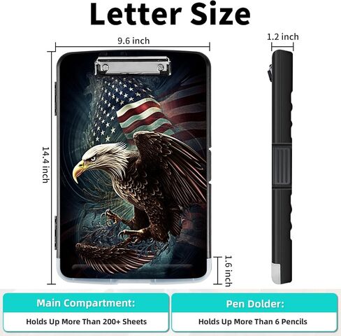 Clipboard with Storage,Pen Holder,Heavy Duty Clipboard Storage Box with Clips for Coaches Folder Case,School Office Supplies-Flag Fierce Eagle in Saudi Arabia