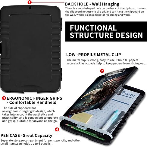 Clipboard with Storage,Pen Holder,Heavy Duty Clipboard Storage Box with Clips for Coaches Folder Case,School Office Supplies-Flag Fierce Eagle in Saudi Arabia