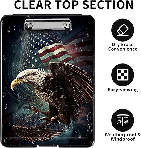 Clipboard with Storage,Pen Holder,Heavy Duty Clipboard Storage Box with Clips for Coaches Folder Case,School Office Supplies-Flag Fierce Eagle in Saudi Arabia