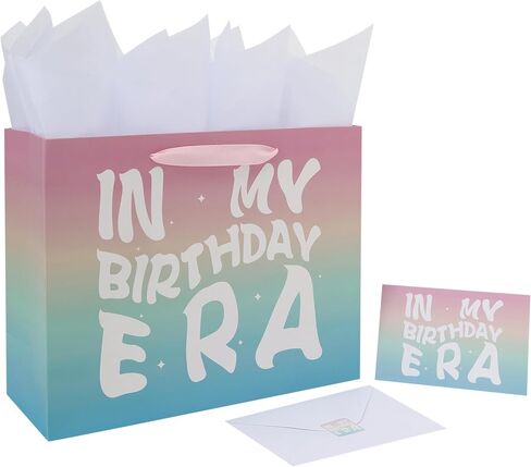 13" Large MOM Mother Gift Bag Set with Handles, Greeting Card, Tissue Papers and Stickers for Mother’s Day, Mother’s Birthday, Women’s Birthday, In My MOM Era Design, 1 Pcs in Saudi Arabia