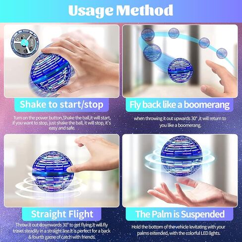 Flying Orb Toys, Galaxy Boomerang, 2024 Upgraded Hand Controlled Hover Ball, Cosmic Globe, 360 Rotating Cool Fidget Spinner, Mini Drone Flyorb Toy Gift for 6-10+ Kids & Adults in Saudi Arabia