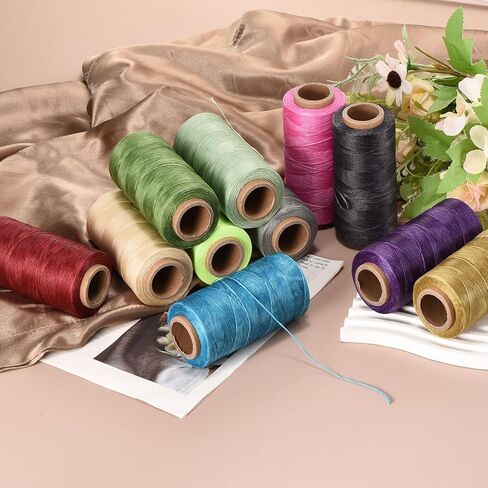 MECCANIXITY Waxed Thread,284 Yard 0.8mm 150D Flat Wax Thread Polyester Waxed String for Leather Sewing Hand Weaving Book Binding Home Decoration,Coffee in Saudi Arabia