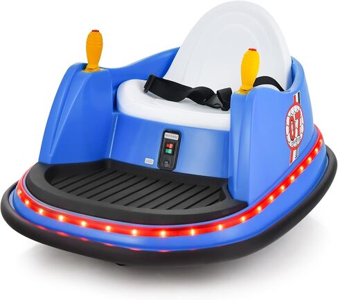 Costzon Bumper Car for Kids, 12V Battery Powered Bumping Car w/Remote Control, Dual Joysticks, 360 Degree Spin, Slow Star, Flashing Lights, Music, Electric Ride on Toy Vehicle for Toddlers (Blue) in Saudi Arabia