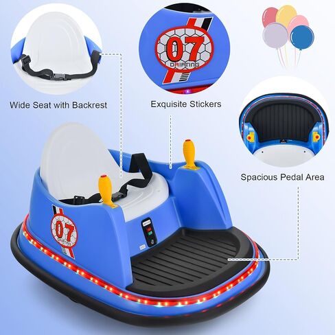 Costzon Bumper Car for Kids, 12V Battery Powered Bumping Car w/Remote Control, Dual Joysticks, 360 Degree Spin, Slow Star, Flashing Lights, Music, Electric Ride on Toy Vehicle for Toddlers (Blue) in Saudi Arabia