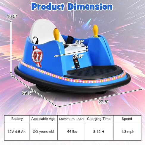 Costzon Bumper Car for Kids, 12V Battery Powered Bumping Car w/Remote Control, Dual Joysticks, 360 Degree Spin, Slow Star, Flashing Lights, Music, Electric Ride on Toy Vehicle for Toddlers (Blue) in Saudi Arabia