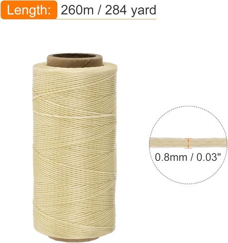 MECCANIXITY Waxed Thread,284 Yard 0.8mm 150D Flat Wax Thread Polyester Waxed String for Leather Sewing Hand Weaving Book Binding Home Decoration,Coffee in Saudi Arabia