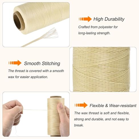 MECCANIXITY Waxed Thread,284 Yard 0.8mm 150D Flat Wax Thread Polyester Waxed String for Leather Sewing Hand Weaving Book Binding Home Decoration,Coffee in Saudi Arabia