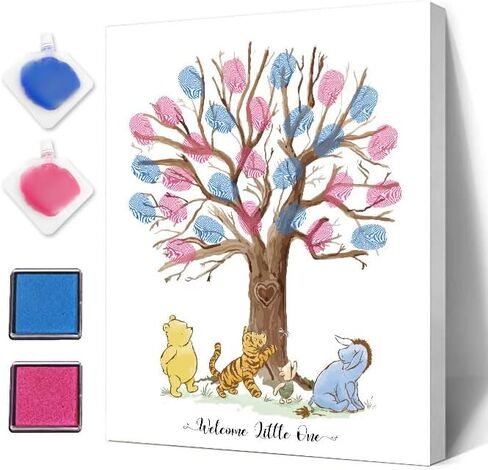 Azbuk Gender Reveal Fingerprint Tree, Winnie Baby Shower Gender Reveal Game, Winnie Baby Shower Guest Book, Baby Shower Keepsake, Gender Reveal Party Decorations in Kuwait