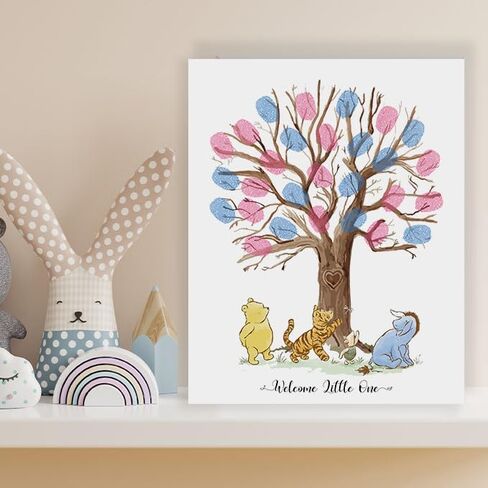 Azbuk Gender Reveal Fingerprint Tree, Winnie Baby Shower Gender Reveal Game, Winnie Baby Shower Guest Book, Baby Shower Keepsake, Gender Reveal Party Decorations in Kuwait