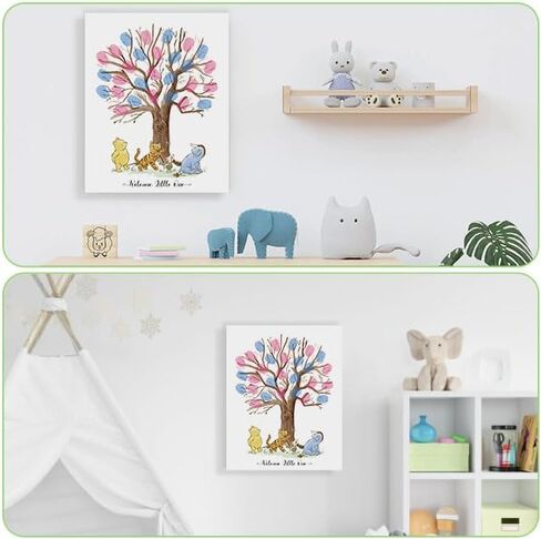 Azbuk Gender Reveal Fingerprint Tree, Winnie Baby Shower Gender Reveal Game, Winnie Baby Shower Guest Book, Baby Shower Keepsake, Gender Reveal Party Decorations in Kuwait