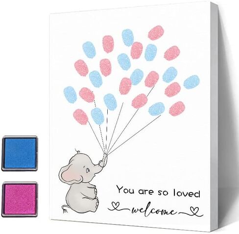Azbuk Gender Reveal Fingerprint Tree, Winnie Baby Shower Gender Reveal Game, Winnie Baby Shower Guest Book, Baby Shower Keepsake, Gender Reveal Party Decorations in Kuwait