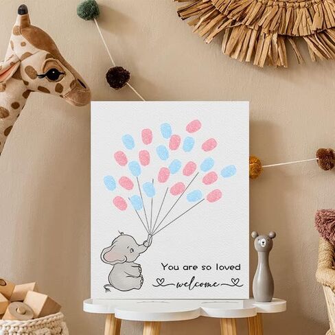 Azbuk Gender Reveal Fingerprint Tree, Winnie Baby Shower Gender Reveal Game, Winnie Baby Shower Guest Book, Baby Shower Keepsake, Gender Reveal Party Decorations in Kuwait