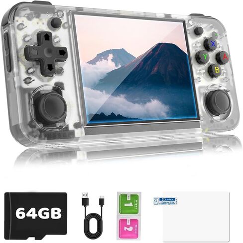 RG35XX H Retro Game Console,3.5 Inch IPS Screen Built-in 64GB TF Card,with 3300mAh Battery Linux System Games Consoles,Support HD and TV Output Casual Game Console(Purple) in Kuwait