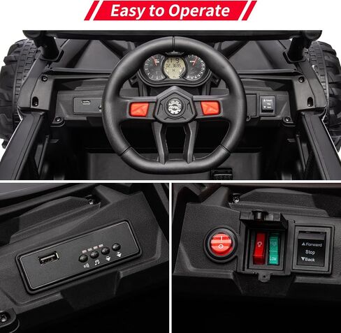 24V Ride On UTV Car, Battery Powered Electric Vehicles, Kids UTV with Remote Control, Spring Suspension,200W Motor, Metal Frame, USB, Music, LED Lights, Ride On Toy for Kids in Kuwait