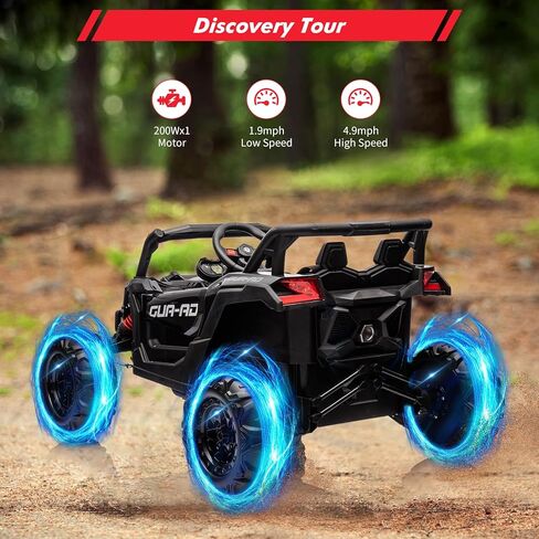 24V Ride On UTV Car, Battery Powered Electric Vehicles, Kids UTV with Remote Control, Spring Suspension,200W Motor, Metal Frame, USB, Music, LED Lights, Ride On Toy for Kids in Kuwait