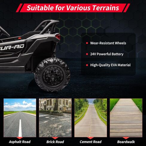 24V Ride On UTV Car, Battery Powered Electric Vehicles, Kids UTV with Remote Control, Spring Suspension,200W Motor, Metal Frame, USB, Music, LED Lights, Ride On Toy for Kids in Kuwait