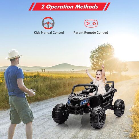 24V Ride On UTV Car, Battery Powered Electric Vehicles, Kids UTV with Remote Control, Spring Suspension,200W Motor, Metal Frame, USB, Music, LED Lights, Ride On Toy for Kids in Kuwait