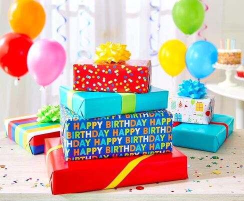 تحياتي الأمريكية عيد ميلاد سعيد وورقة التغليف جميعها ، ألوان زاهية (4 لفات ، 160 قدم مربع). in Kuwait