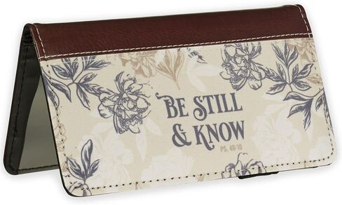 Christian Art Gifts Checkbook Cover for Women Be Still and Know Neutral Floral Christian Wallet, Faux Leather Christian Checkbook Cover for Duplicate Checks, ID & Credit Cards, Pen Loop - Psalm 46:10 in Kuwait