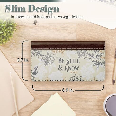 Christian Art Gifts Checkbook Cover for Women Be Still and Know Neutral Floral Christian Wallet, Faux Leather Christian Checkbook Cover for Duplicate Checks, ID & Credit Cards, Pen Loop - Psalm 46:10 in Kuwait