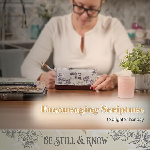 Christian Art Gifts Checkbook Cover for Women Be Still and Know Neutral Floral Christian Wallet, Faux Leather Christian Checkbook Cover for Duplicate Checks, ID & Credit Cards, Pen Loop - Psalm 46:10 in Kuwait