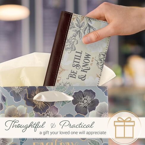 Christian Art Gifts Checkbook Cover for Women Be Still and Know Neutral Floral Christian Wallet, Faux Leather Christian Checkbook Cover for Duplicate Checks, ID & Credit Cards, Pen Loop - Psalm 46:10 in Kuwait