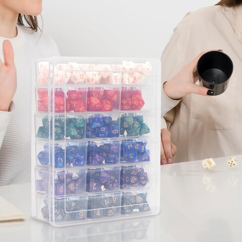 KISLANE Plastic Storage for 210 Dices, Display Case With 18 Boxes Each Holding up to 12 Dices, Dice Case for DnD Dice Great for Dice Collectors or RPG D&D Games(1-Pack Transparent) in Saudi Arabia
