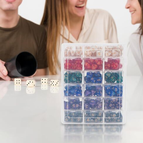 KISLANE Plastic Storage for 210 Dices, Display Case With 18 Boxes Each Holding up to 12 Dices, Dice Case for DnD Dice Great for Dice Collectors or RPG D&D Games(1-Pack Transparent) in Saudi Arabia