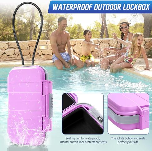 Portable Travel Safe Lock Box 4-Digit Combination Mini Safe Box, Anti-Theft Beach Security Lockbox Waterproof Small Lockable Box with Removable Wire Rope for Dorm Beach Hotel Car Home Office in Saudi Arabia