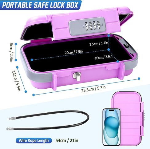 Portable Travel Safe Lock Box 4-Digit Combination Mini Safe Box, Anti-Theft Beach Security Lockbox Waterproof Small Lockable Box with Removable Wire Rope for Dorm Beach Hotel Car Home Office in Saudi Arabia
