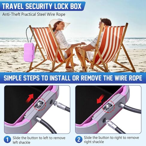 Portable Travel Safe Lock Box 4-Digit Combination Mini Safe Box, Anti-Theft Beach Security Lockbox Waterproof Small Lockable Box with Removable Wire Rope for Dorm Beach Hotel Car Home Office in Saudi Arabia