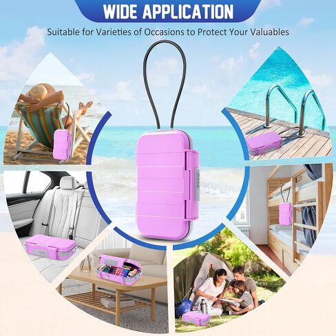 Portable Travel Safe Lock Box 4-Digit Combination Mini Safe Box, Anti-Theft Beach Security Lockbox Waterproof Small Lockable Box with Removable Wire Rope for Dorm Beach Hotel Car Home Office in Saudi Arabia