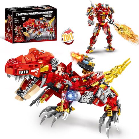 STEM 2 In1 Tyrannosaurus Dinosaur Kits ، متوافقة مع مجموعة Dinosaur Lego ، وتحويل مجموعات بناء روبوت الميكانيكية للبالغين ، لعبة التعليمية للهدية للأطفال الأولاد 6-10 (504 PCS) in Kuwait