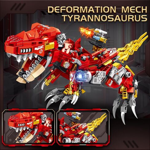 STEM 2 In1 Tyrannosaurus Dinosaur Kits ، متوافقة مع مجموعة Dinosaur Lego ، وتحويل مجموعات بناء روبوت الميكانيكية للبالغين ، لعبة التعليمية للهدية للأطفال الأولاد 6-10 (504 PCS) in Kuwait
