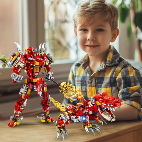 STEM 2 In1 Tyrannosaurus Dinosaur Kits ، متوافقة مع مجموعة Dinosaur Lego ، وتحويل مجموعات بناء روبوت الميكانيكية للبالغين ، لعبة التعليمية للهدية للأطفال الأولاد 6-10 (504 PCS) in Kuwait