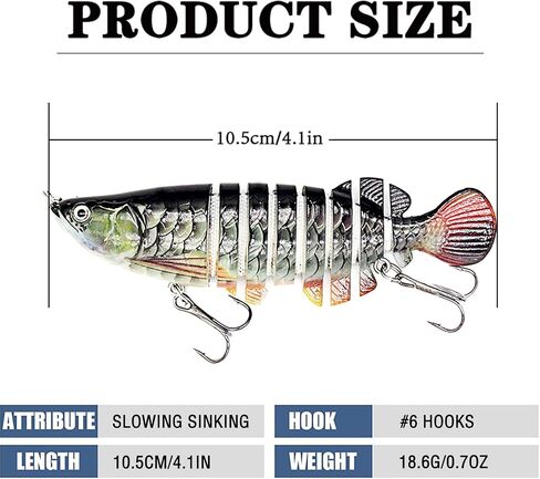 Fishing Lures for Freshwater and Saltwater, Lifelike Swimbait for Bass Trout Crappie, Slow Sinking Bass Fishing Lure, Amazing Fishing Gifts for Men, Must-Have for Family Fishing Gear in Saudi Arabia