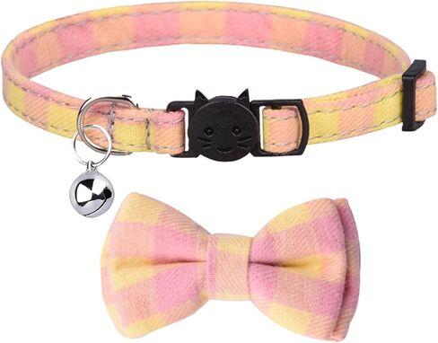 MAKASI Cat Collar with Bow Tie and Bell,Cute Plaid Patterns for Cats and Small Dogs Pets, Kitty Safety Collars (Purple Pink) in Saudi Arabia