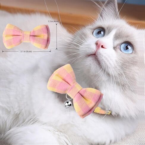 MAKASI Cat Collar with Bow Tie and Bell,Cute Plaid Patterns for Cats and Small Dogs Pets, Kitty Safety Collars (Purple Pink) in Saudi Arabia