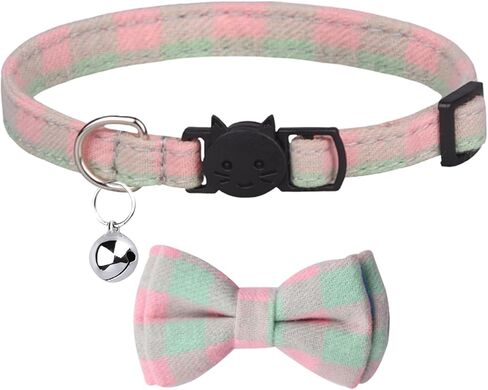 MAKASI Cat Collar with Bow Tie and Bell,Cute Plaid Patterns for Cats and Small Dogs Pets, Kitty Safety Collars (Purple Pink) in Saudi Arabia
