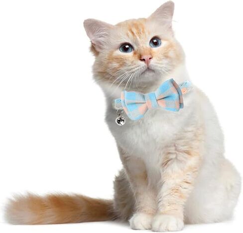 MAKASI Cat Collar with Bow Tie and Bell,Cute Plaid Patterns for Cats and Small Dogs Pets, Kitty Safety Collars (Purple Pink) in Saudi Arabia