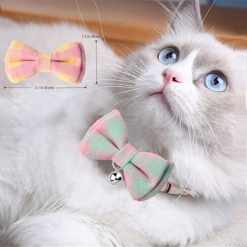 MAKASI Cat Collar with Bow Tie and Bell,Cute Plaid Patterns for Cats and Small Dogs Pets, Kitty Safety Collars (Purple Pink) in Saudi Arabia