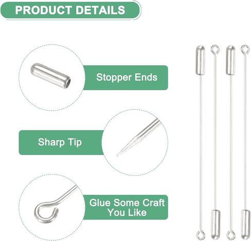 30-Pack Brooch Stick Pins, 2.8 Inch Copper Long Needle Eye Pin with Stopper Ends for DIY Clothing/Accessories/Suit Tie/Jewelry, Straight Flat Head Pins [Silver/Gold/Bronze] in Saudi Arabia