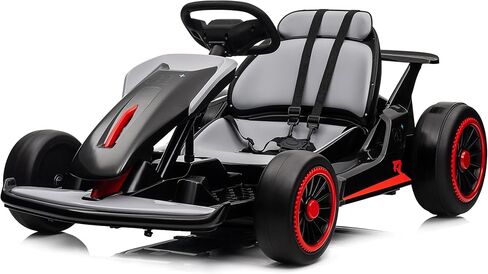 24V Go Kart for Kids من 6 إلى 12 عامًا ، child electric drift go-kart مع وضع الموسيقى ، والانجراف الكهربائي GO CART مع محرك قوي للطفل 6+ سنوات ، و 2 سرعات متوفرة ، حمولة كحد أقصى 110 رطل (أسود 1) in Saudi Arabia