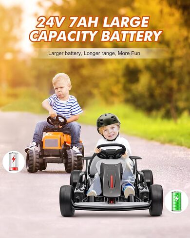 24V Go Kart for Kids من 6 إلى 12 عامًا ، child electric drift go-kart مع وضع الموسيقى ، والانجراف الكهربائي GO CART مع محرك قوي للطفل 6+ سنوات ، و 2 سرعات متوفرة ، حمولة كحد أقصى 110 رطل (أسود 1) in Saudi Arabia