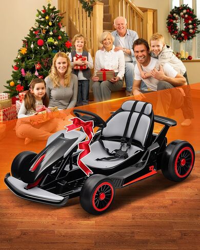 24V Go Kart for Kids من 6 إلى 12 عامًا ، child electric drift go-kart مع وضع الموسيقى ، والانجراف الكهربائي GO CART مع محرك قوي للطفل 6+ سنوات ، و 2 سرعات متوفرة ، حمولة كحد أقصى 110 رطل (أسود 1) in Saudi Arabia