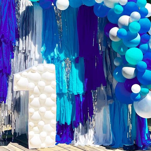 PartyWoo Extra Large Crepe Paper Streamers 3 Rolls 393ft, Pack of Blue Shades Crepe Paper Party Streamers, Crepe Paper for Party Decorations, Baby Shower Decorations (1.8 Inch x 131Ft/Roll) in Saudi Arabia