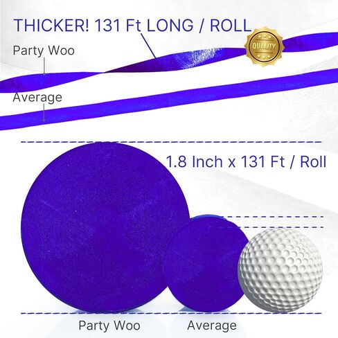PartyWoo Extra Large Crepe Paper Streamers 3 Rolls 393ft, Pack of Blue Shades Crepe Paper Party Streamers, Crepe Paper for Party Decorations, Baby Shower Decorations (1.8 Inch x 131Ft/Roll) in Saudi Arabia
