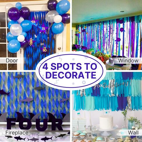 PartyWoo Extra Large Crepe Paper Streamers 3 Rolls 393ft, Pack of Blue Shades Crepe Paper Party Streamers, Crepe Paper for Party Decorations, Baby Shower Decorations (1.8 Inch x 131Ft/Roll) in Saudi Arabia